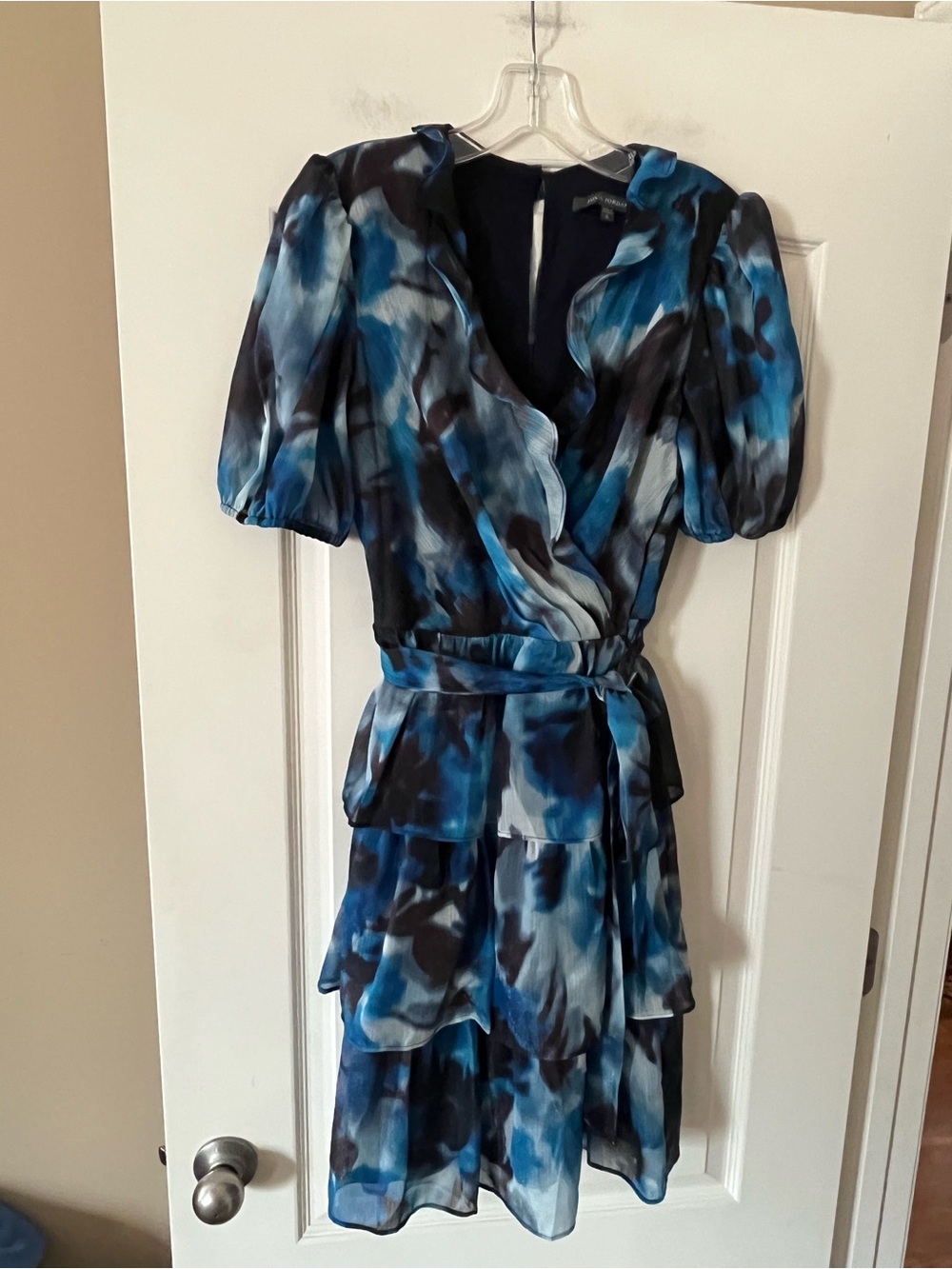 Julia Jordan Blue & Black Watercolor Wrap Dress Women’s Size 6